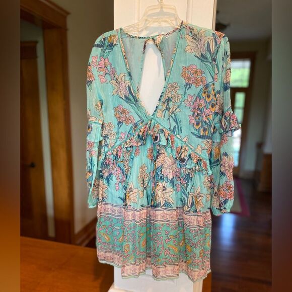 Anthropology Raga size Medium Floral Bohemian Cutout Back Floral Dress. - Picture 2 of 11